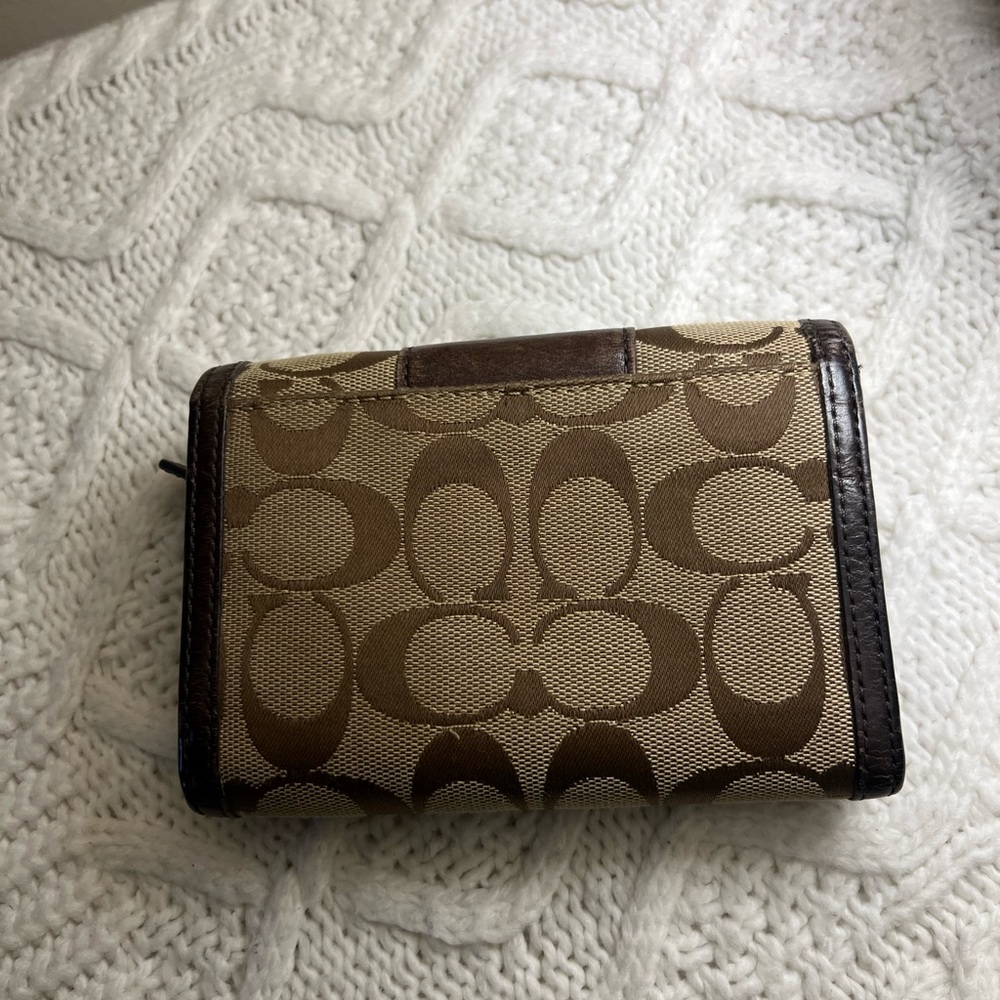 Coach Signature Brown and Tan Wallet - Picture 11 of 13